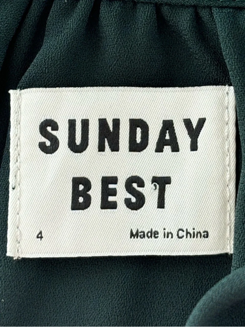 Aritzia Sunday Best Deep Green Long Sleeve Gathered Neck Dress - Picture 5 of 7